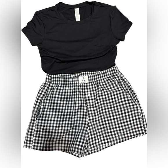 ANRABESS Women's Gingham Check Shorts Plaid Sleep & Lounge Black and White - Picture 11 of 16